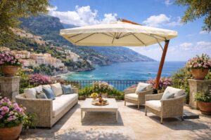 Вулична консольна парасоля «XL» з боковою опорою, однокупольная,  квадратний купол 3×3 м