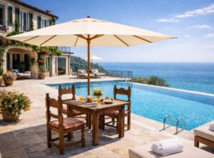 Вулична парасоля Мілан із центральною стійкою, однокупольная, квадратний купол 3 × 3 м