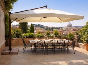 Вулична консольна парасоля Палермо з боковою опорою, однокупольная, квадратний купол 3,5 × 3,5 м