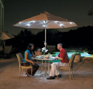 Вулична парасоля Сен-Тропе із центральною стійкою, вбудоване освітлення, однокупольна, круглий купол діаметр 3 м