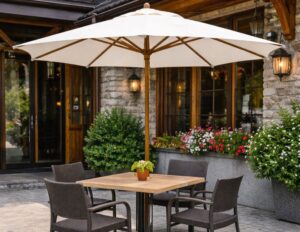 Вулична парасоля Соло із центральною стійкою, однокупольна, круглий купол діаметр 4 м